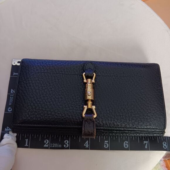 Gucci Jackie 1961 Black Pebble Leather Large Size Wallet - Picture 13 of 13